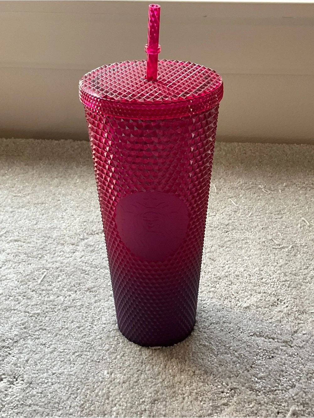 Starbucks Disneyland Castle Hot Pink Ombre Spiky Studded Cold Cup NWT